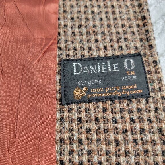 Daniele O Womens Tweed Blazer Coat 100% Pure Wool Brown Notch Collar Career - Picture 3 of 7